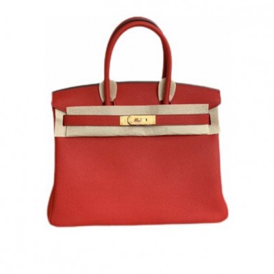 HERMES HERHERMES BIRKIN BAG RED HALF-HANDMADE  (30cm*21cm*13cm)